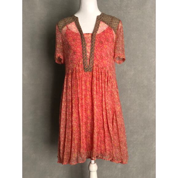 Maeve by Anthropologie Women's Size 0 Mix Print Floral Dress Pink - Picture 1 of 10